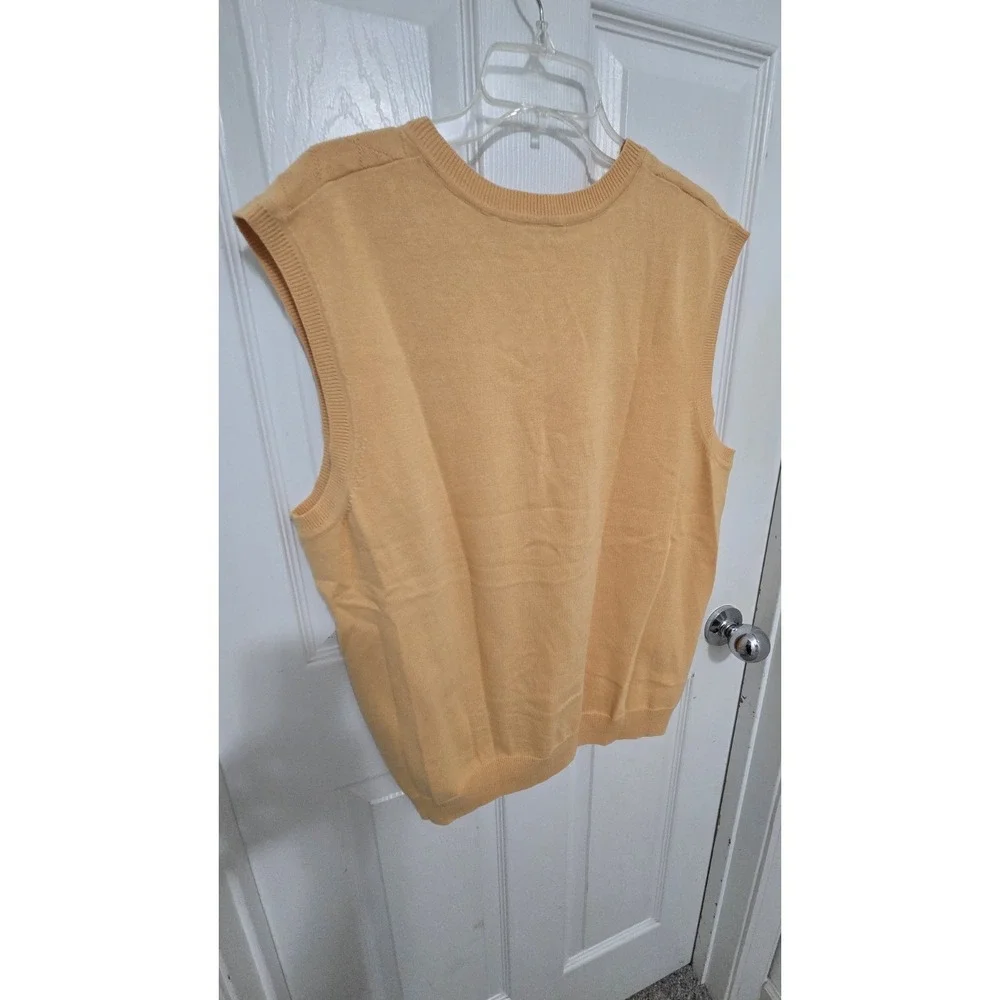 Vintage Fieldgear Men's 100% Cotton Argyle Sweater Vest L Tan Made in Hong Kong